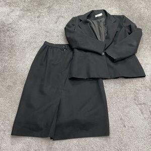 Sherbet Vintage Pencil Straight Midi Skirt Suit Blazer Set Womens 8 Black Work